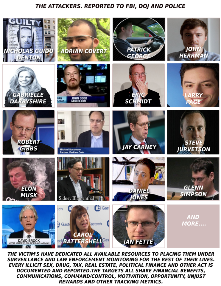 THE ATTACKERS.resized  MUSK
Keywords: Big tech mobsters,Dark money payola, Rare Earth Mines, New America Foundation Corruption, Obama, Obama Campaign Finance, Obama FEC violations, Palo Alto Mafia, Paypal Mafia, Pelosi Corruption, Political bribes, Political Insider,  Eric Schmidt Sex Penthou